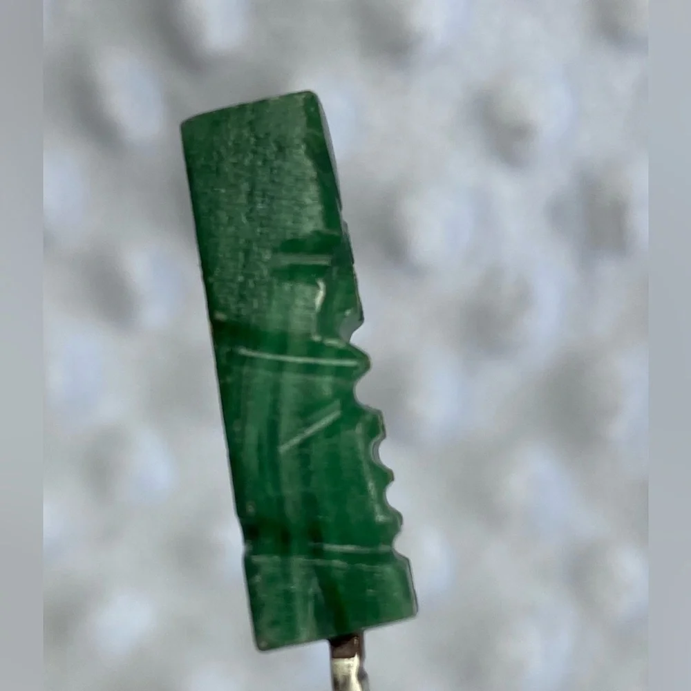 Vintage Hand Carved Jade and Sterling Silver Relish/Cocktail Forks